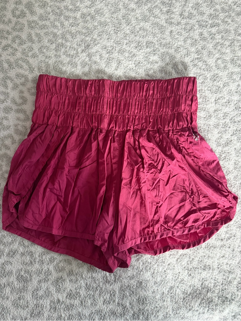 FP Movement by Free People Magenta Smocked-Waist Athletic Shorts